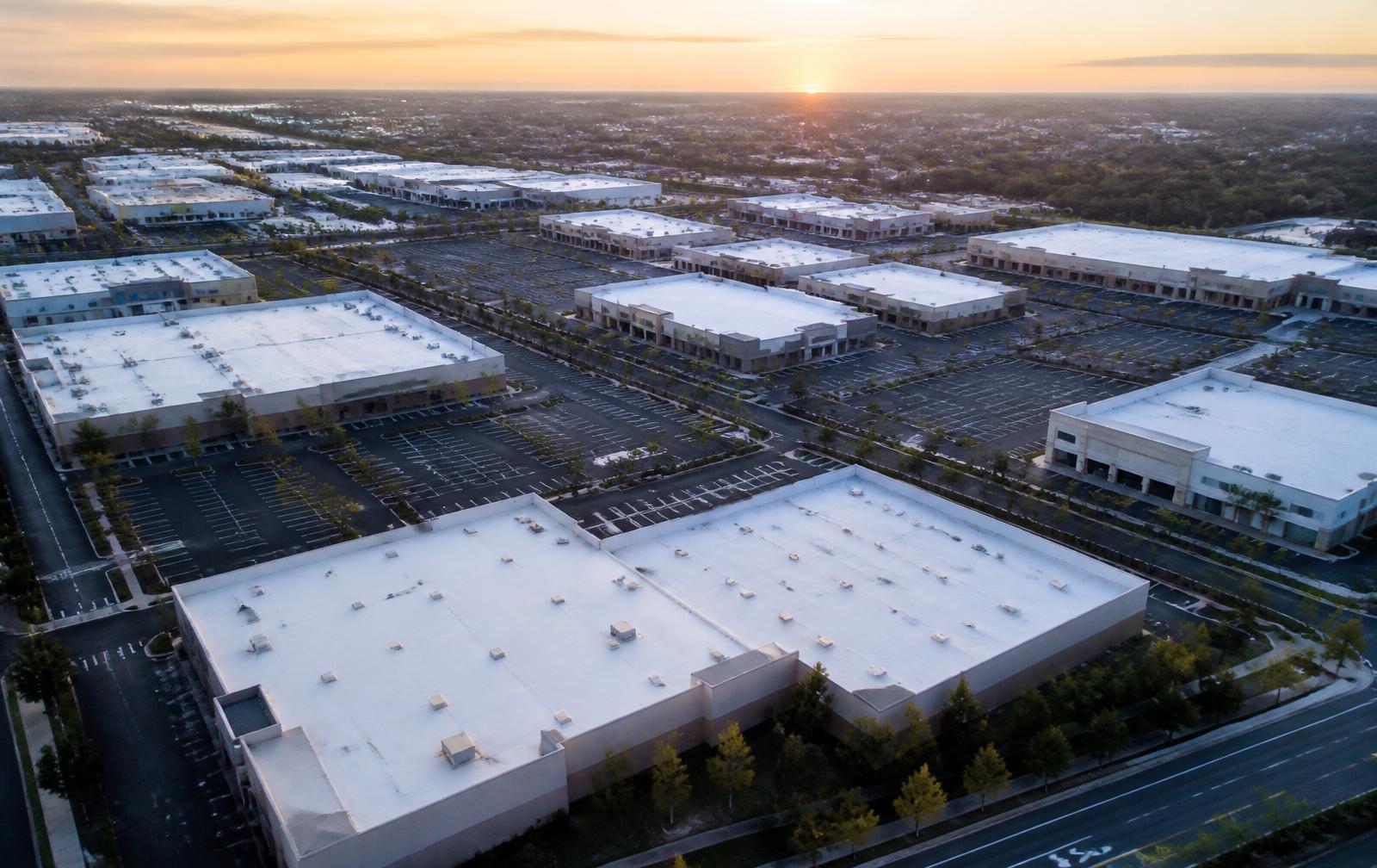 Aerial view of a multi-property commercial retail and industrial portfolio